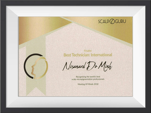 🏆 รางวัล Best International Technician (Finalist)เอเชียคนเดียวในกลุ่มIntenational,Team Micro (Formerly Scalp Guru), Meeting of Minds,Manchester, UK