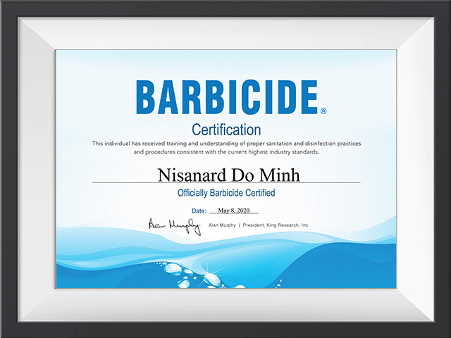 สอบวัดความรู้ความเข้าใจเกี่ยวกับความสะอาดปลอดภัย การเก็บล้าง ป้องกัน เครืื่องมือ สถานที่ทำงานที่ถูกต้อง ทั้งภาคทฤษฎีและปฏิบัติของเจ้าหน้าที่ขณะทำงาน,🇺🇸 Barbicide,