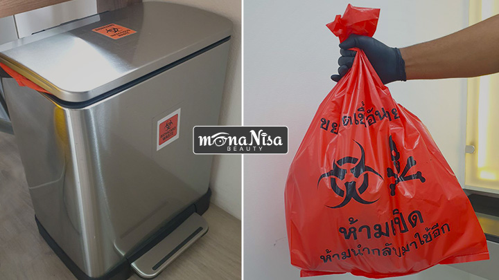 ถุงแดงที่มีสัญลักษณ์ขยะติดเชื้อ