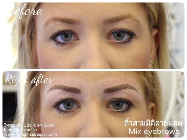 คิ้วสามมิติแบบผสม